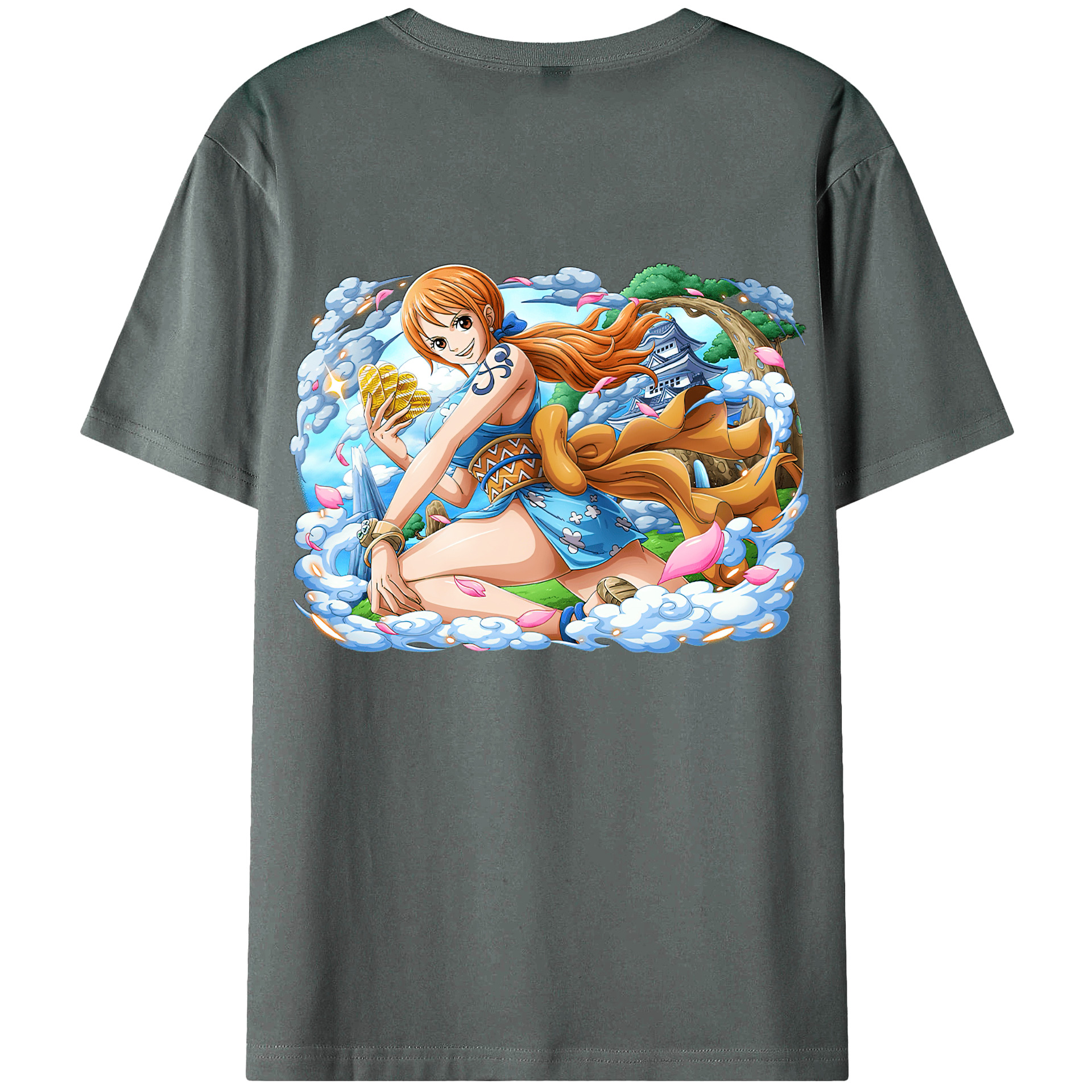 （画像用） ワンピース ナミ ONE PIECE Nami 綿100％ メンズ半袖Tシャツ（バックプリント） 通気性